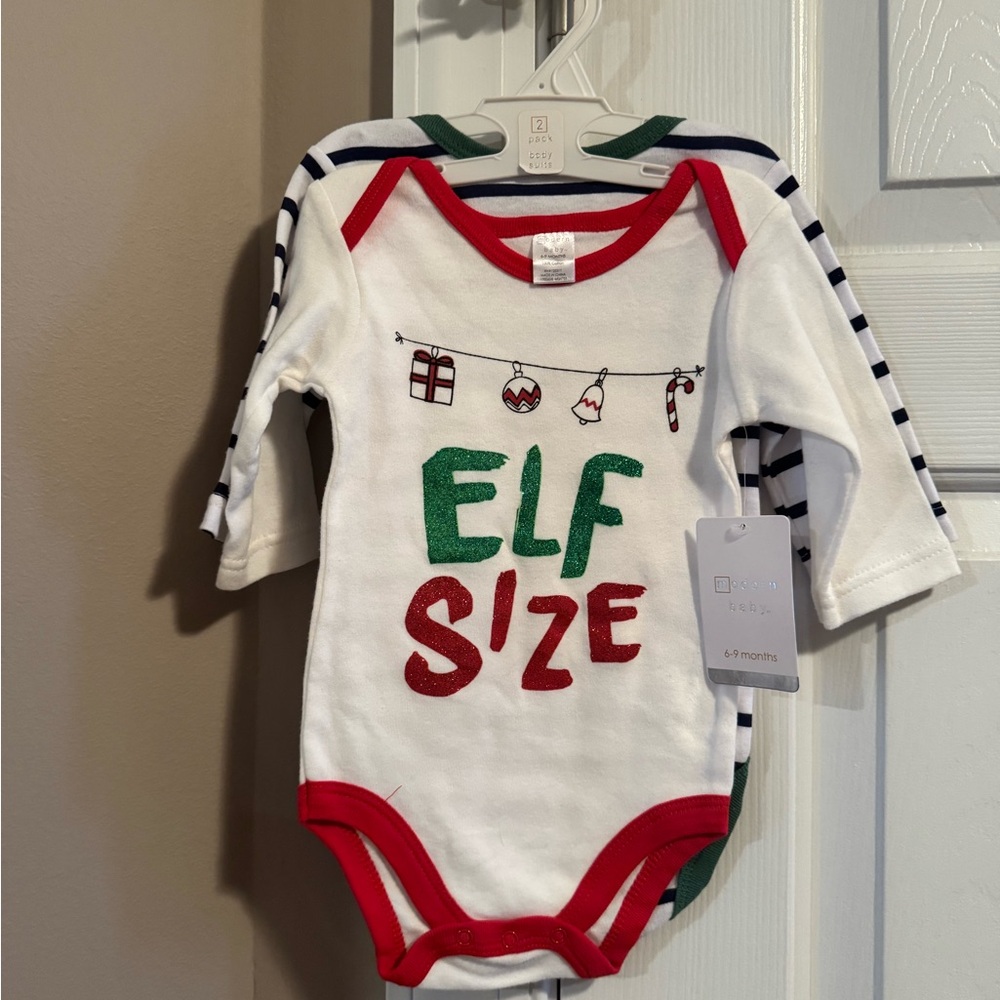 Elf Size Kids One Piece - White and Red..and white, blue, and green. Size 6-9 mo